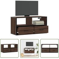 The Living Store - vidaXL TV-Schrank Braun Eiche 80x31x39,5 cm Holzwerkstoff und Metall von THE LIVING STORE