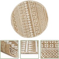 The Living Store - vidaXL Teppich Handgefertigt Jute mit weißem Aufdruck 150 cm von THE LIVING STORE