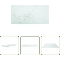 Tischplatte Weiß 100x50 cm 6 mm Hartglas in Marmoroptik - Tischplatte - Glastischplatte - Hartglas - Marmor Design - Esstisch Platte - The Living von THE LIVING STORE