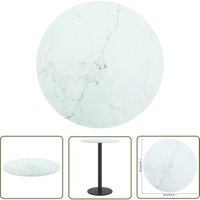 Tischplatte Weiß Ø30x0,8 cm Hartglas in Marmoroptik - Tischplatte - Glastischplatte - Marmor Design - Esstisch Platte - Wohnzimmer Dekoration - The von THE LIVING STORE