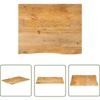 Tischplatte mit Baumkante 100x80x2,5 cm Massivholz Mango - Holztischplatte - Mangoholztischplatte - Tischplatte Massiv - Esstisch Platte - Wohnzimmer von THE LIVING STORE