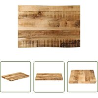 Tischplatte mit Baumkante 60x40x2,5 cm Raues Mango Massivholz - Holztischplatte - Mangoholztischplatte - Esstisch Platte - Tischplatte Massiv von THE LIVING STORE