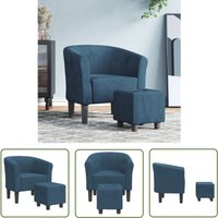 VidaXL Clubsessel mit Fußhocker Dunkelblau Samt von THE LIVING STORE