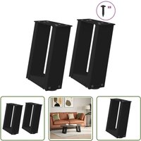 The Living Store - vidaXL Couchtischbeine U-Form 2 Stk. Schwarz 30x(30-31) cm Stahl von THE LIVING STORE