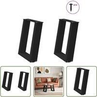 The Living Store - vidaXL Couchtischbeine U-Form 2 Stk. Schwarz 38x(42-43) cm Stahl von THE LIVING STORE