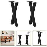 The Living Store - vidaXL Couchtischbeine X-Form 2 Stk. Schwarz 28x(42-43) cm Stahl von THE LIVING STORE