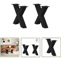The Living Store - vidaXL Couchtischbeine X-Form 2 Stk. Schwarz 60x(42-43) cm Stahl von THE LIVING STORE
