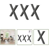 The Living Store - vidaXL Esstischbeine X-Form 3 Stk. Anthrazit 90x(72-73) cm Stahl von THE LIVING STORE