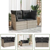VidaXL Gartensofa mit Kissen 2-Sitzer Hellgrau Poly Rattan VidaXL Gartensofa mit Kissen 2-Sitzer Hellgrau Poly Rattan von THE LIVING STORE