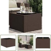 The Living Store - vidaXL Gartentisch mit Glasplatte Braun 55x55x37 cm Poly Rattan von THE LIVING STORE