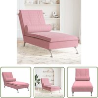 VidaXL Massage-Chaiselongue mit Nackenrolle Rosa Samt von THE LIVING STORE