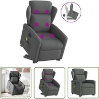 VidaXL Massagesessel mit Aufstehhilfe Dunkelgrau Stoff von THE LIVING STORE
