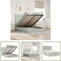 VidaXL Ottoman-Bett mit Matratzen Hellgrau 140x190 cm Samt von THE LIVING STORE