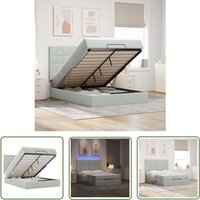 The Living Store - vidaXL Ottoman-Bett mit Matratzen & LEDs Hellgrau 140x200 cm Samt The Living Store - vidaXL Ottoman-Bett mit Matratzen & LEDs Hellgrau 140x200 cm Samt von THE LIVING STORE