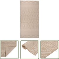 VidaXL Outdoor-Teppich Flachgewebe 100x200 cm Braun Gestreift von THE LIVING STORE