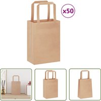 The Living Store - vidaXL Papiertragetaschen 50 Stk. mit Henkeln Braun 15x8x21 cm von THE LIVING STORE