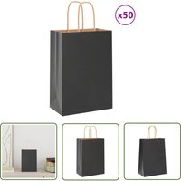 The Living Store - vidaXL Papiertragetaschen 50 Stk. mit Henkeln Schwarz 15x8x21 cm von THE LIVING STORE