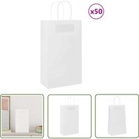 VidaXL Papiertragetaschen 50 Stk. mit Henkeln Weiß 21x11x36 cm von THE LIVING STORE