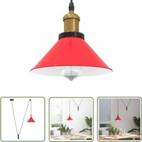 The Living Store - vidaXL Pendelleuchte Höhenverstellbar E27 Rot Glänzend ø 22 cm Metall von THE LIVING STORE