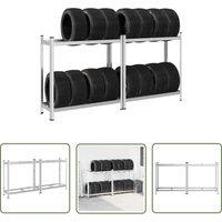 VidaXL Reifenregale mit 2 Böden 2 Stk. Silbern 110x40x109 cm Stahl von THE LIVING STORE