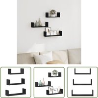 VidaXL Wandregal 3 Stk. Schwarz Holzwerkstoff von THE LIVING STORE