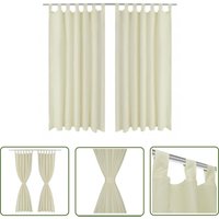 Vorhänge Gardinen aus Satin 2-teilig 140 x 245 cm Creme - Satin Vorhänge - Cremefarbene Vorhänge - Wohnraumdekoration - Fensterdeko - Gardinen von THE LIVING STORE