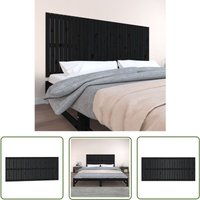 Wand-Kopfteil Schwarz 204x3x90 cm Massivholz Kiefer - Holz Kopfteil - Kiefernholzkopfteil - Schwarzes Kopfteil - Wandmontierte Kopfteil von THE LIVING STORE