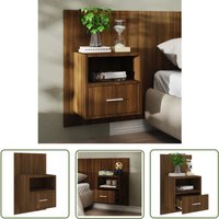 Wand-Nachttisch Braun Eichen-Optik - Wand-Nachttisch - Holzwerkstoff - Nachtschränkchen - Eiche Optik - Wohnzimmer Deko - The Living Store von THE LIVING STORE
