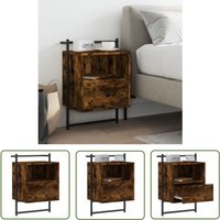 Wand-Nachttisch Räuchereiche 40x30x61 cm Holzwerkstoff - Wand-Nachttisch - Nachttisch - Wohnzimmer Möbel - Holzwerkstoff - Regal - The Living Store von THE LIVING STORE