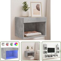The Living Store - Wand-Nachttisch mit LED-Leuchten Betongrau - TV-Sideboard - Nachtkästchen - Holz Sideboard - Wohnraum Möbel - Regal The Living Store - Wand-Nachttisch mit LED-Leuchten Betongrau - TV-Sideboard - Nachtkästchen - Holz Sideboard - Wohnraum Möbel - Regal von THE LIVING STORE