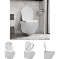 Wand-WC ohne Spülrand Keramik Weiß - Toiletten - Weiß - The Living Store Wand-WC ohne Spülrand Keramik Weiß - Toiletten - Weiß - The Living Store von THE LIVING STORE