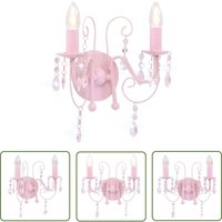 Wandleuchte mit Perlen Rosa 2 × E14-Fassungen - Wandleuchte - Rosa - Deko Leuchte - Wohnzimmer Beleuchtung - Schlafzimmer Beleuchtung - The Living von THE LIVING STORE