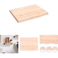 The Living Store - Wandregal 40x30x2 cm Massivholz Eiche Unbehandelt - Wandregale - Braun von THE LIVING STORE