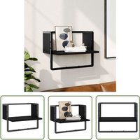 The Living Store - Wandregal mit Stange Schwarz 40x25x30 cm - Wandregal - Schwarzes Wandregal - Regal Schwarz - Regal Wandmontage - Wohnraumdeko von THE LIVING STORE
