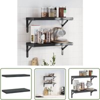 The Living Store - Wandregale 2 Stk. 50x23,5x3 cm Schwarz Edelstahl - Wandregal - Edelstahlregal - Schwarzes Regal - Badezimmerregal - Küchenregal von THE LIVING STORE