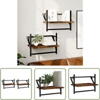 Wandregale mit Stangen 2 Stk. Räuchereiche 40x25x30 cm - Wandregal - Regal - Wohnraumgestaltung - Möbel - Holzmöbel - The Living Store Wandregale mit Stangen 2 Stk. Räuchereiche 40x25x30 cm - Wandregal - Regal - Wohnraumgestaltung - Möbel - Holzmöbel - The Living Store von THE LIVING STORE