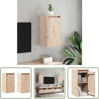 Wandschränke 2 Stk. 30x30x60 cm Massivholz Kiefer - Wandregal - Holzkasten - Regal - Aufbewahrung - Dekoration - The Living Store von THE LIVING STORE