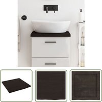 Waschtischplatte Dunkelbraun 40x40x(2-4)cm Massivholz Behandelt - Holz Waschttisch Platte - Eiche Massiv - Waschbeckenablage - Badezimmerstil von THE LIVING STORE