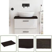 Waschtischplatte Dunkelbraun 60x40x(2-4)cm Massivholz Behandelt - Holz Waschttisch Platte - Eiche - Massivt Holz - Badrenovierung - Waschbeckenplatte von THE LIVING STORE