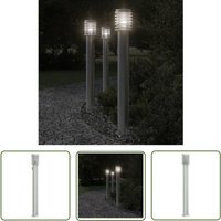The Living Store - Wegeleuchte mit Steckdose Silbern 110 cm Edelstahl - Wegeleuchte - Außenstehleuchte - Gartenlampe - LED-Lampe - Edelstahl Lampe von THE LIVING STORE