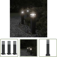 Wegeleuchten mit Steckdose 3 Stk. Schwarz 50 cm Aluminium - Gartenlampe - led Lampe - Außenstehleuchte - Wetterfeste Beleuchtung - Terrasse von THE LIVING STORE