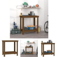 The Living Store - Werkbank Honigbraun 80x50x80 cm Massivholz Kiefer - Werkbänke - Braun von THE LIVING STORE