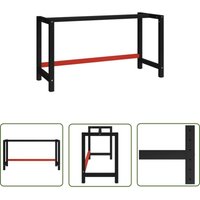 Werkbankgestell Metall 150x57x79 cm Schwarz und Rot - Tischgestell - Werkbankgestell - Metallgestell - Schwarzes Gestell - Rotes Gestell - The Living von THE LIVING STORE