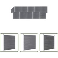 The Living Store - wpc Zaun-Set 10 Quadrate + 1 Schräge 1830x186 cm Grau - Holz Zaun - Gartenzaun - wpc Zaun - Privacy Screen - Terrasse Zaun von THE LIVING STORE