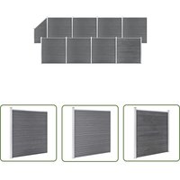 The Living Store - wpc Zaun-Set 8 Quadrate + 1 Schräge 1484x186 cm Grau - Holz Zaun - Gartenzaun - wpc Zaun - Privacy Screen - Terrasse Zaun von THE LIVING STORE