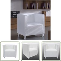 Würfel-Sessel Weiß Kunstleder - Clubsessel - Lounge Chair - Wohnzimmersessel - Esszimmerstuhl - Gästestuhl - The Living Store Würfel-Sessel Weiß Kunstleder - Clubsessel - Lounge Chair - Wohnzimmersessel - Esszimmerstuhl - Gästestuhl - The Living Store von THE LIVING STORE