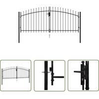 Zauntor Doppelflügel mit Speerspitzen Stahl 3 x 1,25 m Schwarz - Gartentor - Doppeltor - Metalltor - Stahltür - Schwarz - The Living Store von THE LIVING STORE