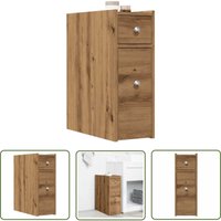 vidaXL Badschrank Schmal mit Rollen Artisan-Eiche Holzwerkstoff von THE LIVING STORE