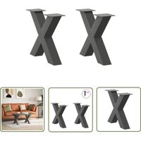 vidaXL Couchtischbeine X-Form 2 Stk. Anthrazit 50x(42-43) cm Stahl von THE LIVING STORE