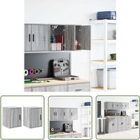 vidaXL Garagen-Wandschränke 2 Stk. Grau Sonoma Holzwerkstoff von THE LIVING STORE